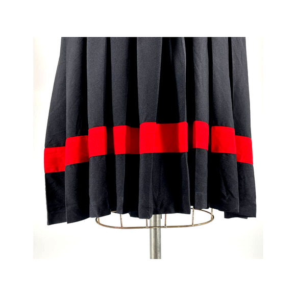 Diane Von Furstenberg Vintage Drop Waist Pleated Dress Red Black Size 8 - Picture 6 of 11